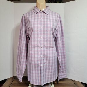 Kenneth Cole Reaction LS Shirt Purple Plaid - Size 34-35 (16 1/2) Slim Fit